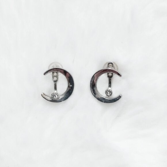 💮3/$20💮 Rhinestone Crescent Moon Earrings - Picture 3 of 3